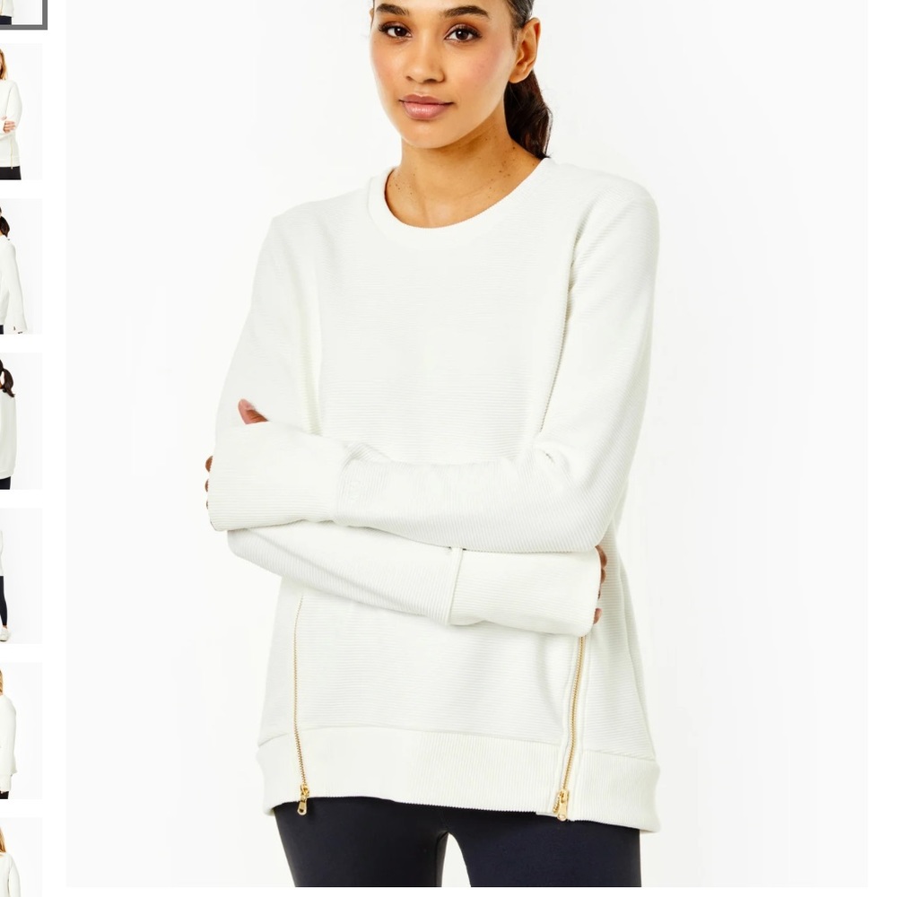 Addison Bay “The Everyday Crewneck” Pullover - Color “White Rib” (Size L)